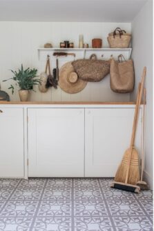 View of Northmore Mortar luxury vinyl tile by Harvey Maria