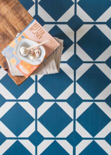 View of Dovetail Oxford Blue luxury vinyl tile by Harvey Maria
