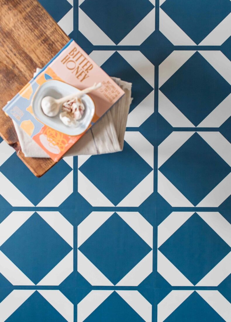 View of Dovetail Oxford Blue luxury vinyl tile by Harvey Maria