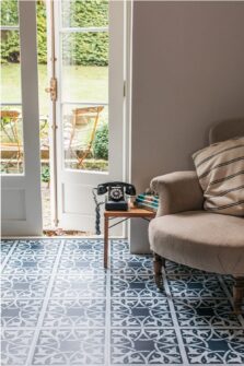 View of Northmore Waterhouse Blue luxury vinyl tile by Harvey Maria