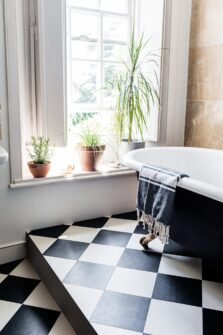 View of Squares Stove Black luxury vinyl tile by Harvey Maria