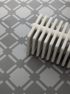 View of Check Graphite luxury vinyl tile by Harvey Maria