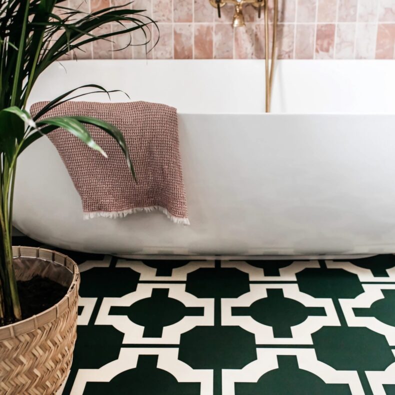 View of Parquet Hunter Green luxury vinyl tile by Harvey Maria