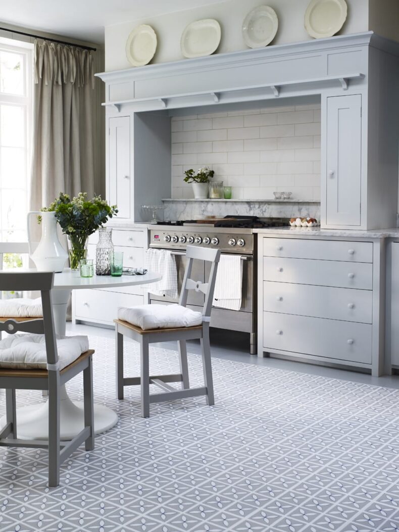 View of Lattice Pebble Grey luxury vinyl tile by Harvey Maria