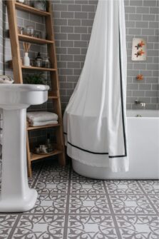 View of Northmore Mortar luxury vinyl tile by Harvey Maria