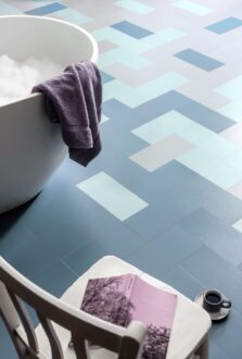 View of Little Bricks Steel luxury vinyl tile by Harvey Maria