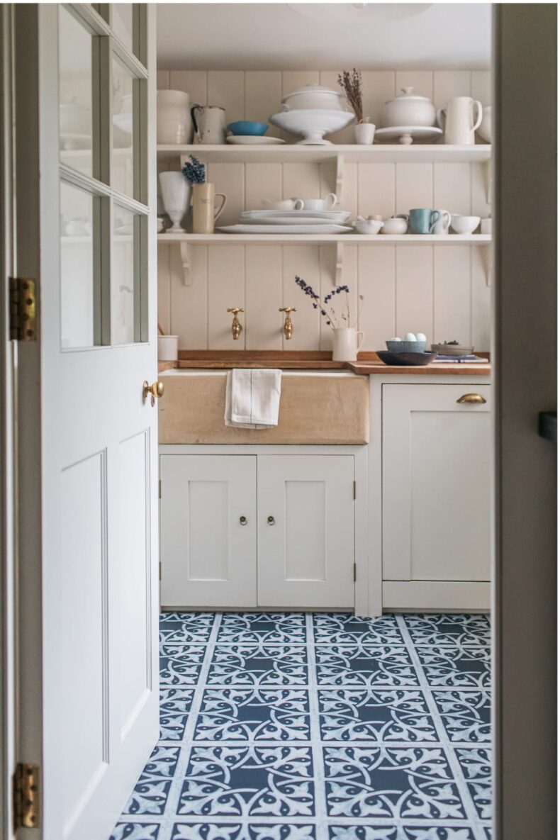 View of Northmore Waterhouse Blue luxury vinyl tile by Harvey Maria