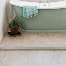 View of White Oak - Parquet luxury vinyl tile by Harvey Maria