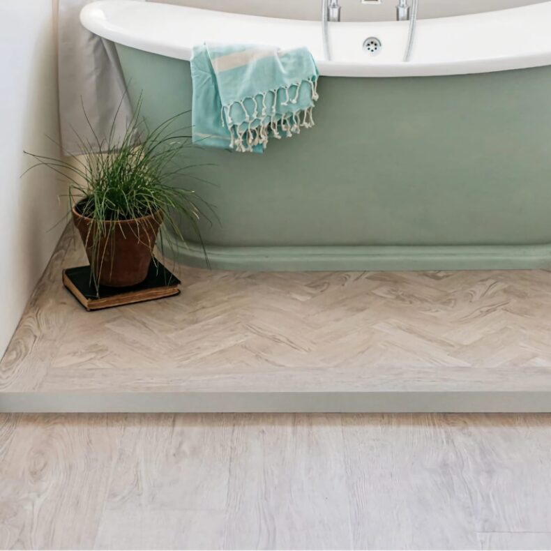 View of White Oak - Parquet luxury vinyl tile by Harvey Maria