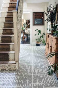 View of Lattice Pebble Grey luxury vinyl tile by Harvey Maria