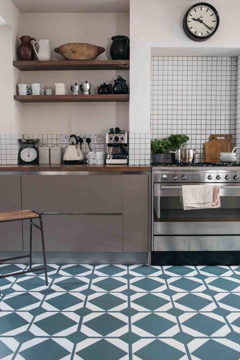 View of Dovetail French Clay luxury vinyl tile by Harvey Maria