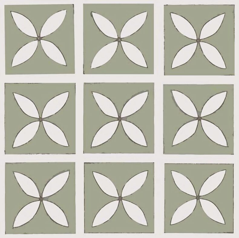 View of Lattice Pear Tree Green luxury vinyl tile by Harvey Maria