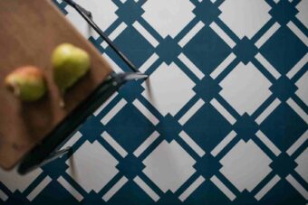 View of Check Blue luxury vinyl tile by Harvey Maria