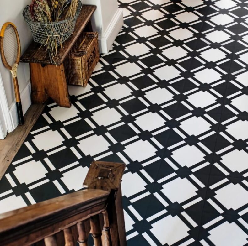 View of Check Slate luxury vinyl tile by Harvey Maria