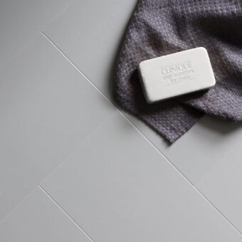 View of Little Bricks Steel luxury vinyl tile by Harvey Maria