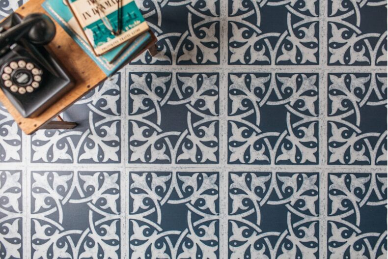 View of Northmore Waterhouse Blue luxury vinyl tile by Harvey Maria