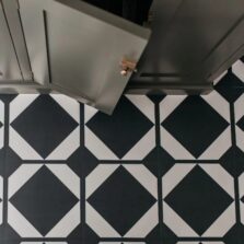 View of Dovetail Ink Black luxury vinyl tile by Harvey Maria