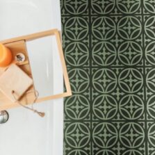 View of Walbrook Old Green luxury vinyl tile by Harvey Maria