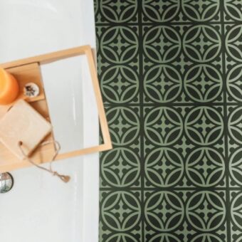 View of Walbrook Old Green luxury vinyl tile by Harvey Maria
