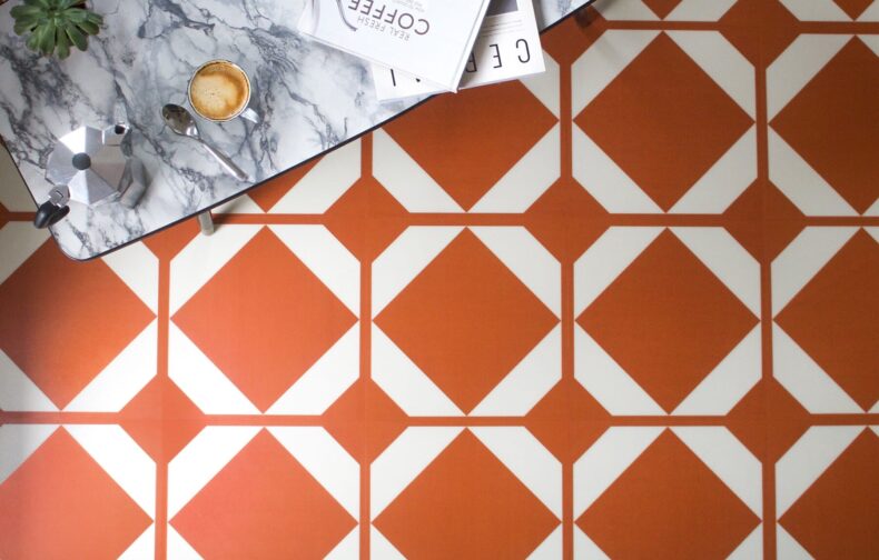 View of Dovetail Burnt Copper luxury vinyl tile by Harvey Maria