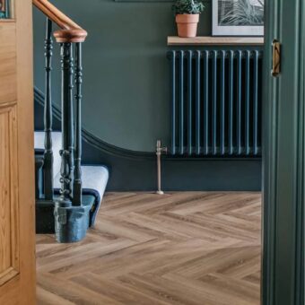 View of Old Bramble - Herringbone luxury vinyl tile by Harvey Maria
