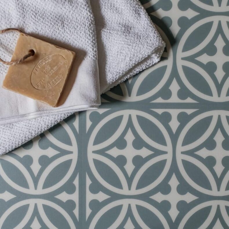 View of Walbrook Peyton Blue luxury vinyl tile by Harvey Maria
