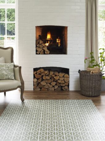 View of Lattice Pear Tree Green luxury vinyl tile by Harvey Maria