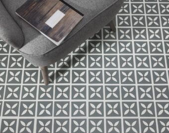 View of Lattice Tarn luxury vinyl tile by Harvey Maria