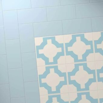 View of Parquet Sky Blue luxury vinyl tile by Harvey Maria