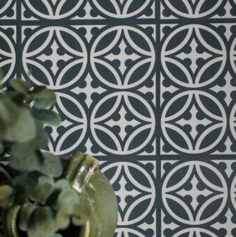 View of Walbrook Pastel Black luxury vinyl tile by Harvey Maria