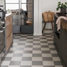 View of Squares Steel luxury vinyl tile by Harvey Maria