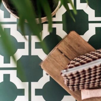 View of Parquet Hunter Green luxury vinyl tile by Harvey Maria