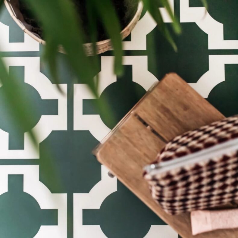 View of Parquet Hunter Green luxury vinyl tile by Harvey Maria