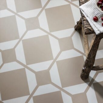 View of Dovetail Ochre luxury vinyl tile by Harvey Maria