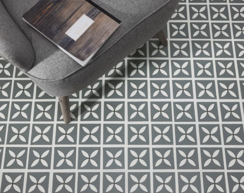 View of Lattice Tarn luxury vinyl tile by Harvey Maria