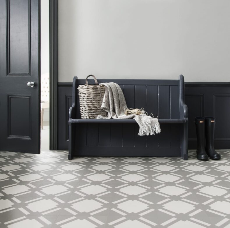 View of Check Flint luxury vinyl tile by Harvey Maria