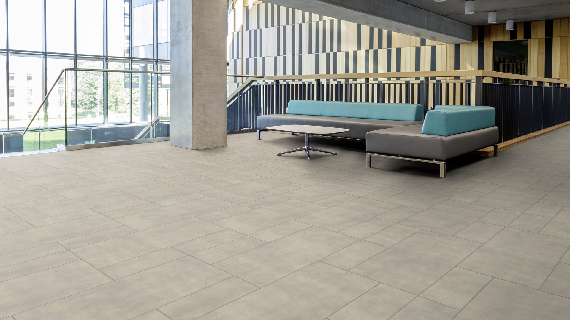 The Frame Large design of Woolwich Concrete luxury vinyl tile by Amtico