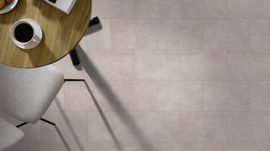 The Broken Bond design of Villa Concrete luxury vinyl tile by Amtico