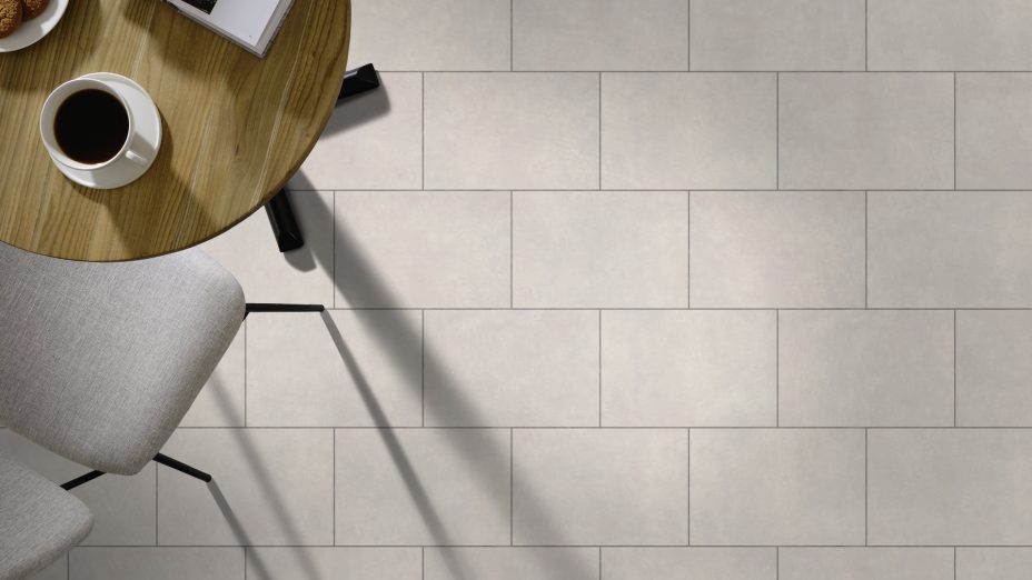 The Broken Bond design of Rialto Concrete luxury vinyl tile by Amtico