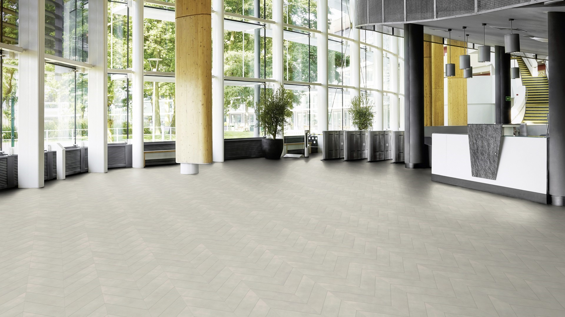 The Pleat 3 design of Tyne Concrete luxury vinyl tile by Amtico