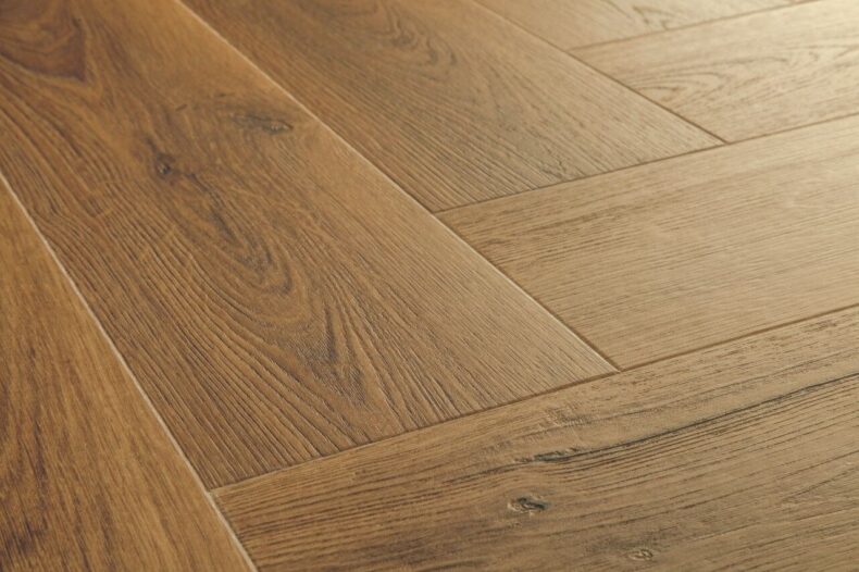 View of Botanic Caramel Oak AVHBU40364 luxury vinyl tile by Quick-Step Livyn
