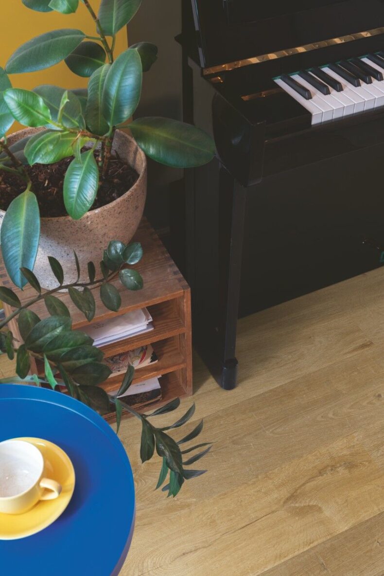 View of Cotton Oak Natural AVMPU40104 luxury vinyl tile by Quick-Step Livyn