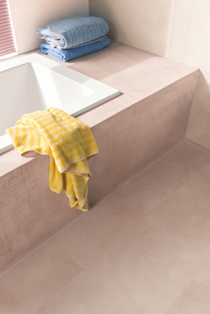View of Soft Blush AVMTU40333 luxury vinyl tile by Quick-Step Livyn