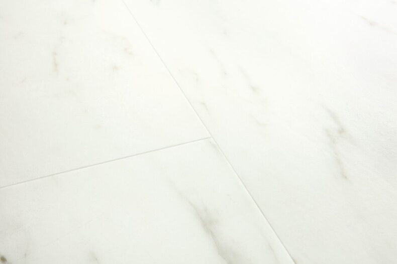 View of Marble Carrara White AVSTU40136 luxury vinyl tile by Quick-Step Livyn