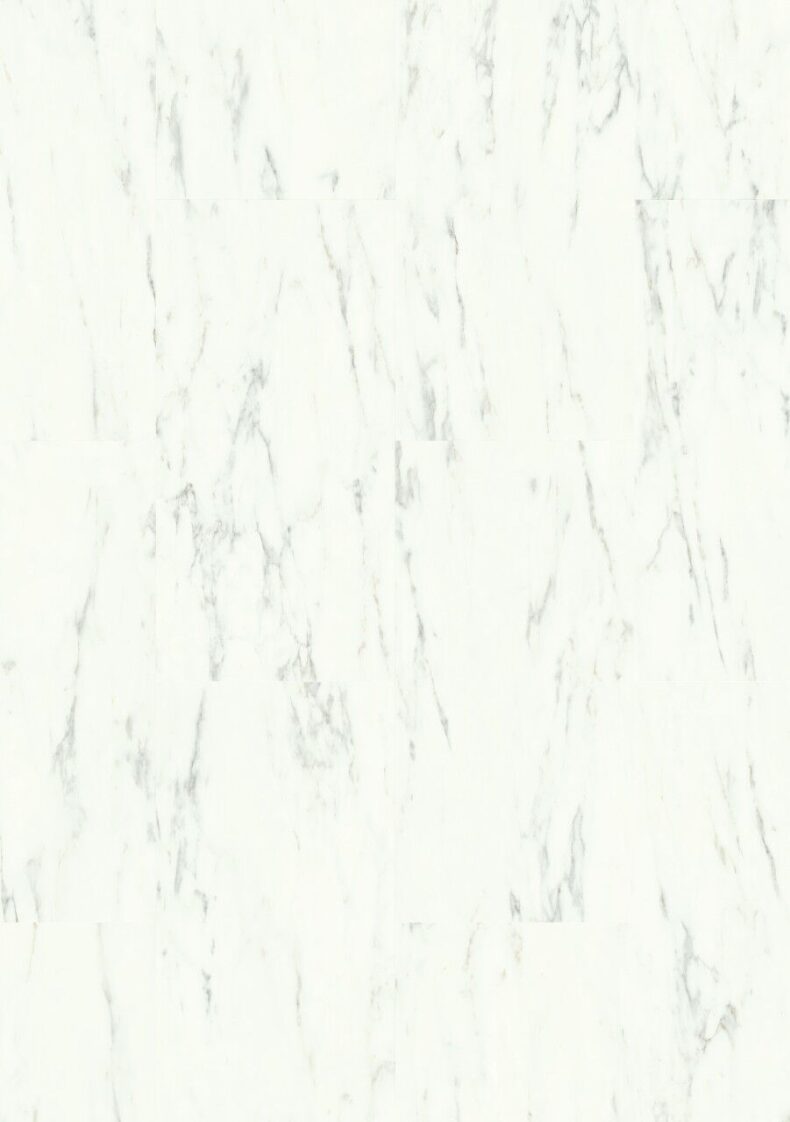 View of Marble Carrara White AVSTT40136 luxury vinyl tile by Quick-Step Livyn