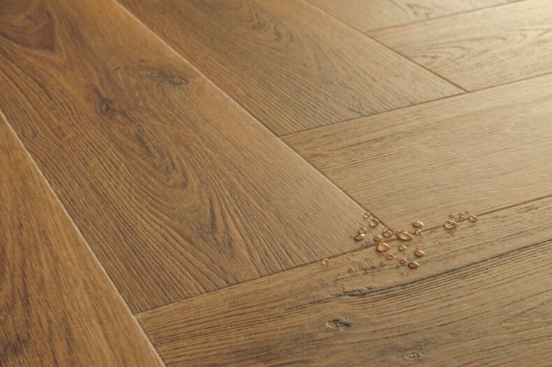 View of Botanic Caramel Oak AVHBU40364 luxury vinyl tile by Quick-Step Livyn