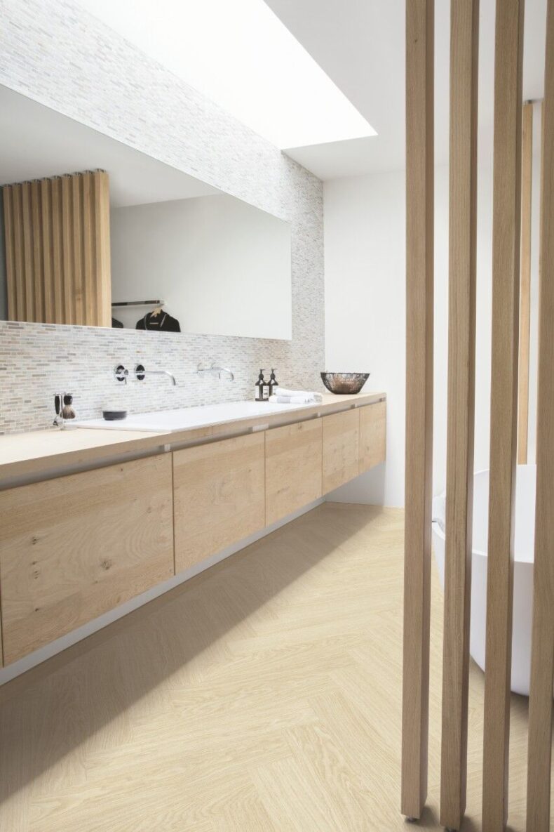 View of Pure Oak Polar AVHBU40361 luxury vinyl tile by Quick-Step Livyn