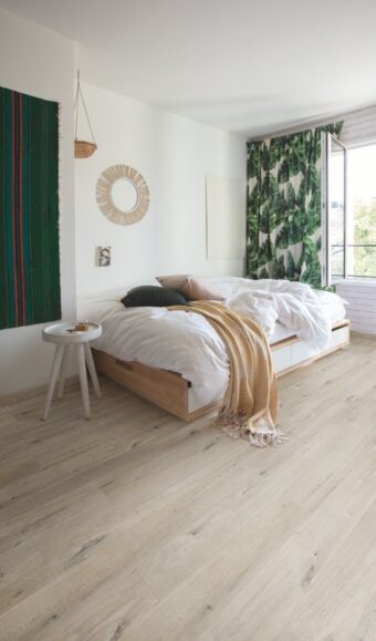 View of Cotton Oak White Blush AVMPU40200 luxury vinyl tile by Quick-Step Livyn