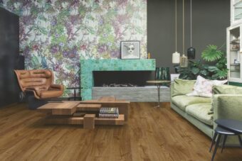 View of Autumn Oak Brown AVMPU40090 luxury vinyl tile by Quick-Step Livyn