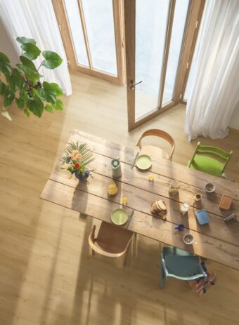 View of Brushed Oak Honey AVMPU40318 luxury vinyl tile by Quick-Step Livyn